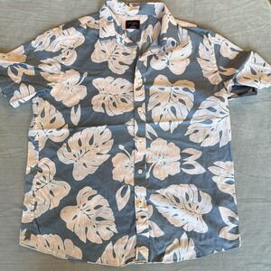 UNTUCKit Button Up Shirt Men Large‎ Blue Pink Tropical Floral Print